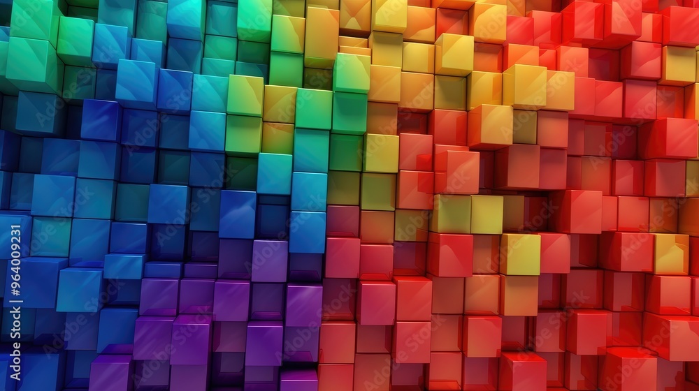 Vibrant 3D Colorful Blocks Array Vibrant 3D Colorful Blocks Array