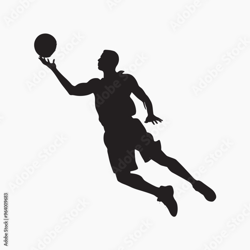 Basketball player silhouette dunking