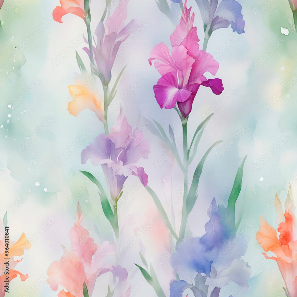 Obraz premium seamless watercolor background with flowers