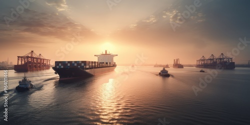 Majestic Container Ship at Dawn