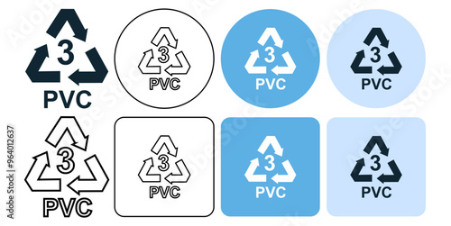 recycle plastic symbol polyvinyl chloride, PVC,, Recycling Sign icon symbol ui and ux design, glyphs and stroke line	