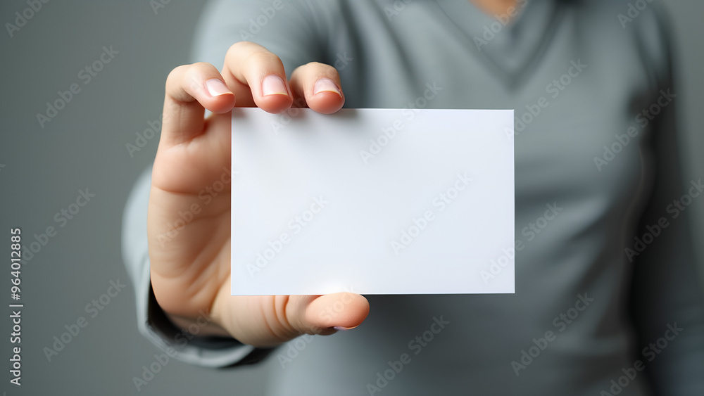 Person Holding Blank Card Hand Presenting Blank Card Ideal for business Person Holding Blank Card Hand Presenting Blank Card Ideal for business