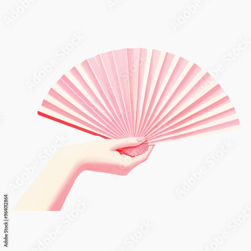 Elegant pink hand fan illustration