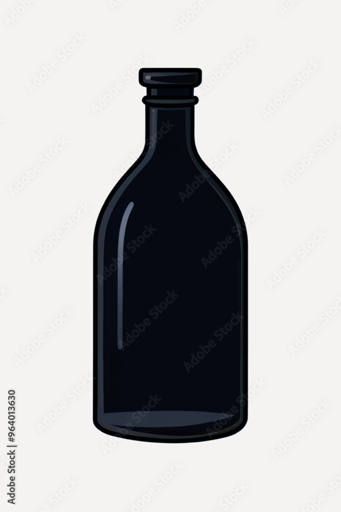 Minimalist black glass bottle illustration Minimalist black glass bottle illustration