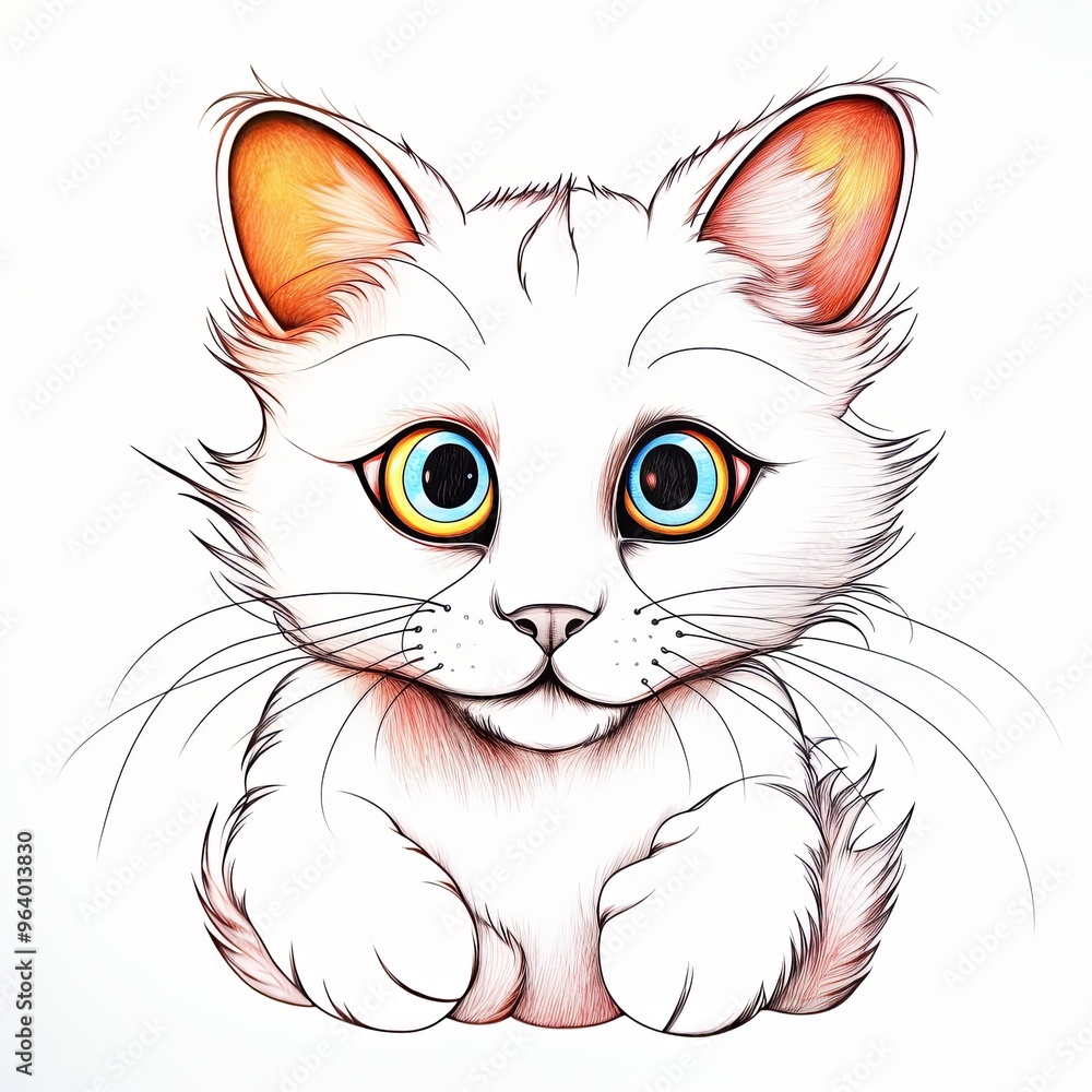 Cat in watercolor sketch style isolated on white background Cat in watercolor sketch style isolated on white background