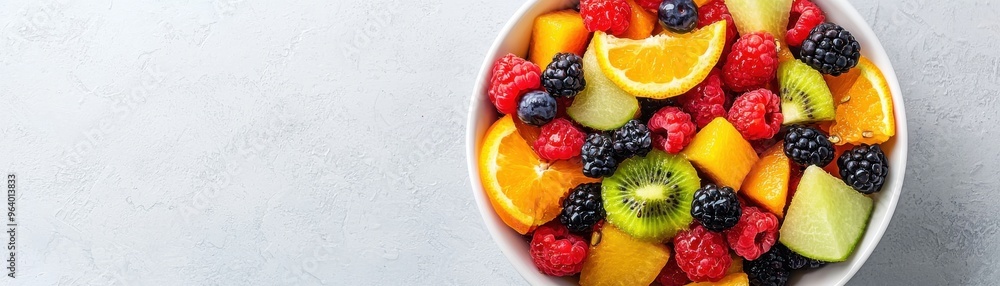 A vibrant bowl of fresh fruit including berries, citrus, and kiwi, perfect for healthy eating and colorful presentation. A vibrant bowl of fresh fruit including berries, citrus, and kiwi, perfect for healthy eating and colorful presentation.