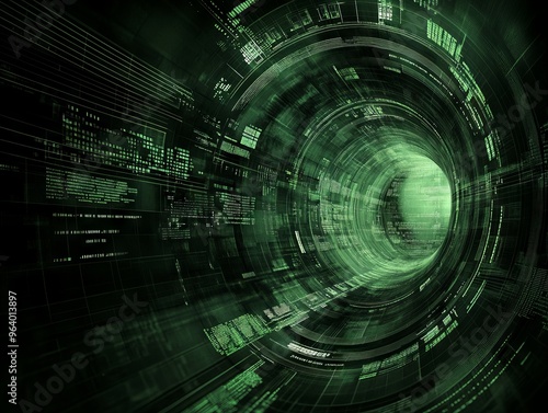 Abstract Digital Tunnel with Green Code