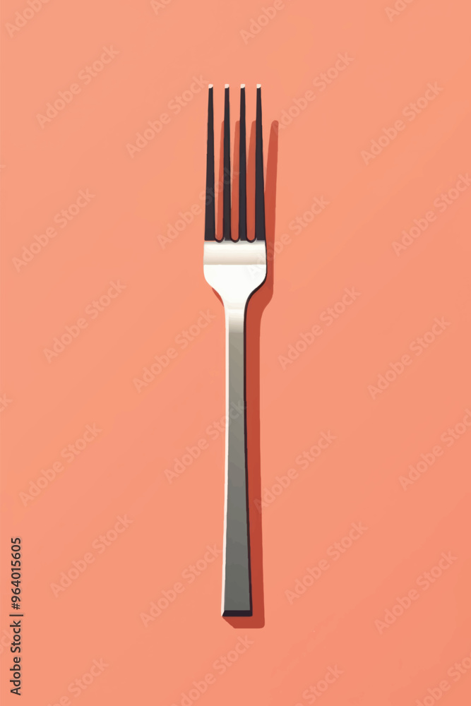 Minimalist fork on orange background Minimalist fork on orange background