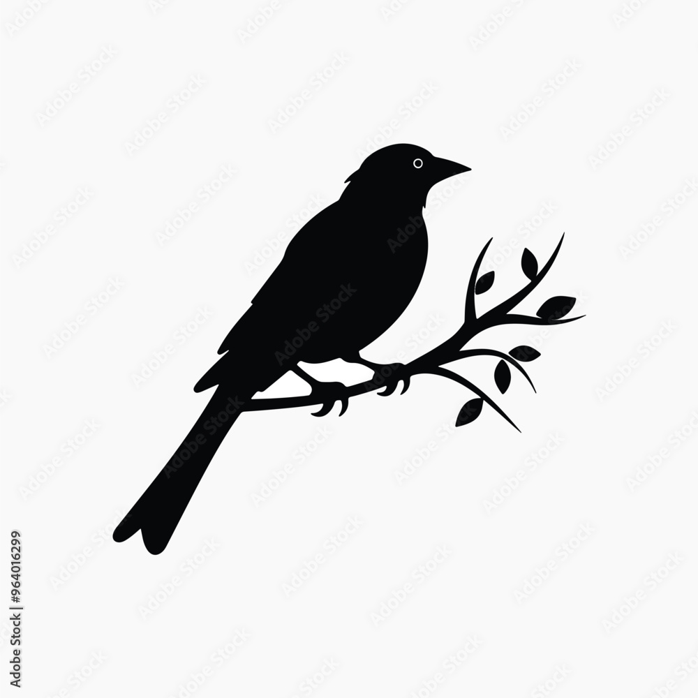Silhouette bird perched branch Silhouette bird perched branch
