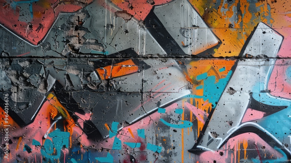 Fototapeta premium Graffitied concrete wall