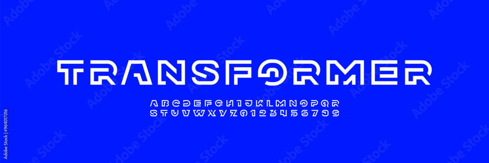 Modern font alphabet from segment line Modern font alphabet from segment line