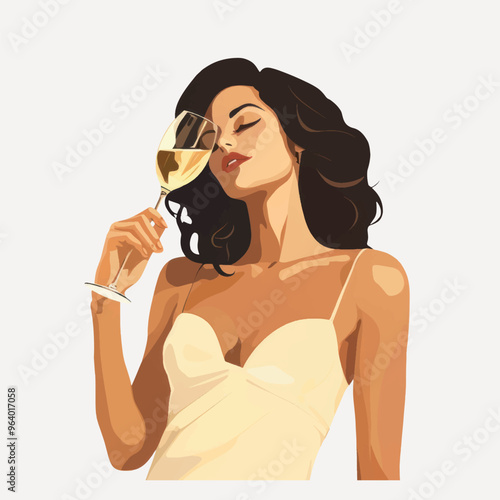 Elegant woman enjoying wine
