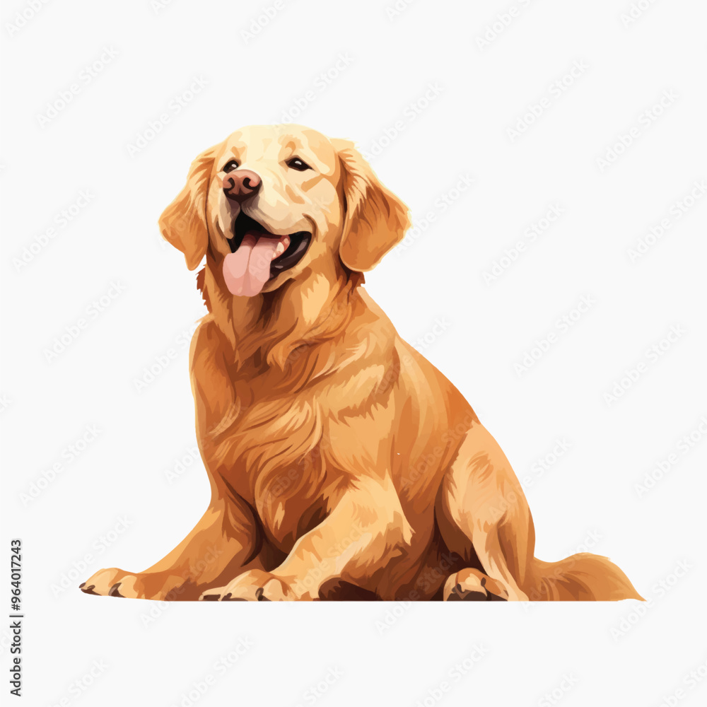 Happy golden retriever illustration Happy golden retriever illustration