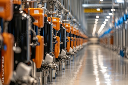 Industrial facility showcasing advanced machinery lined up in a large, well-lit production area during daytime operations