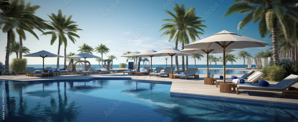 Luxurious Oasis: Tropical Resort Poolside Paradise Luxurious Oasis: Tropical Resort Poolside Paradise