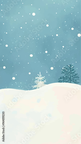 Winter snowy landscape illustration