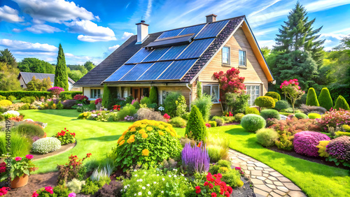 solar panels on a rooftop,the solar panels are large, rectangular, and have a grid-like pattern of photovoltaic cells, The image conveys a sense of clean energy and industrial work