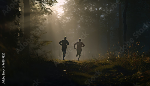 Morning Run in Sun-Kissed Forest Trail