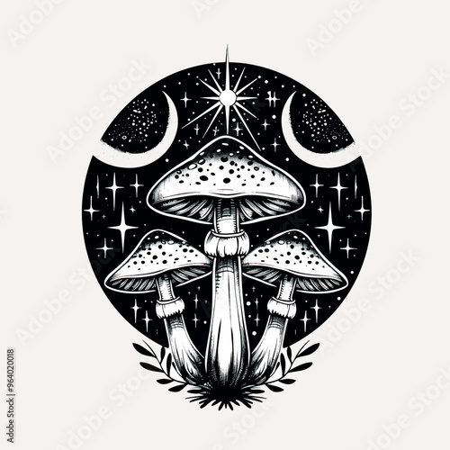 Mystical mushrooms celestial night