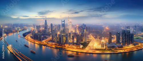 Wallpaper Mural Twilight Glow over Modern Urban Skyline Torontodigital.ca