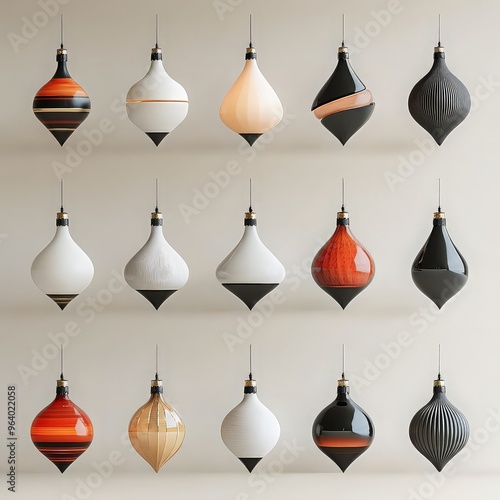 Set of minimalistic geometric Christmas elements in flat and linear style. Abstract Xmas decoration. Vector illustration. ai generated
