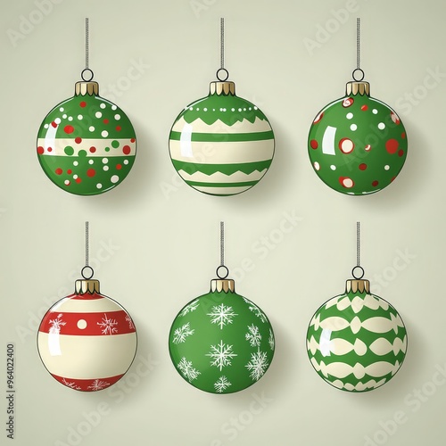 Set of minimalistic geometric Christmas elements in flat and linear style. Abstract Xmas decoration. Vector illustration. ai generated