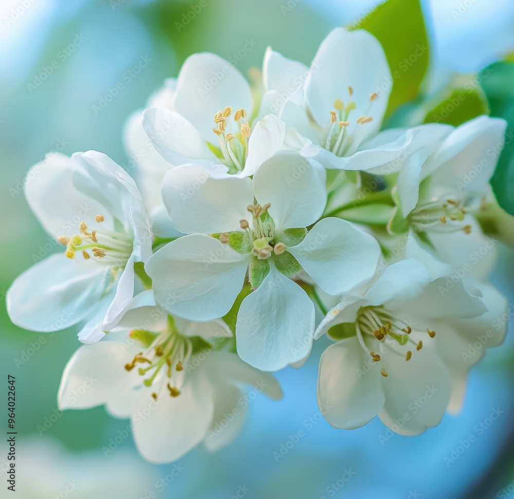 Crabapple tree's white flowers, blurred background Crabapple tree's white flowers, blurred background