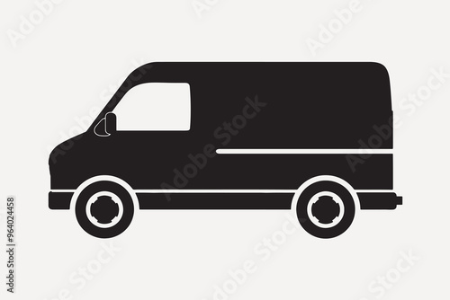 Black silhouette delivery van icon