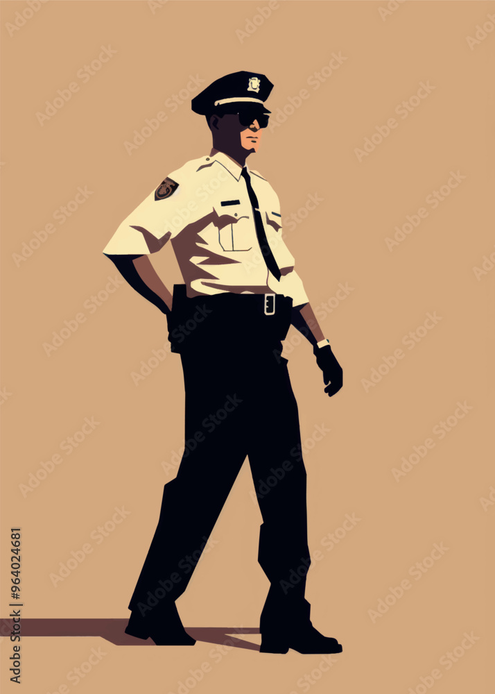 Stylized police officer silhouette illustration Stylized police officer silhouette illustration