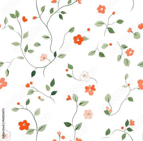 Wallpaper Mural A whimsical pattern of tiny wildflowers and plants Torontodigital.ca