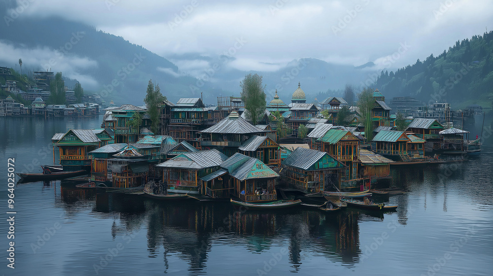 Fototapeta premium 水上に浮かぶ都市