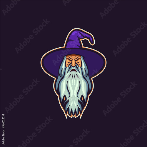Wizard mascot illustration for team logo, t-shirt design, etc.