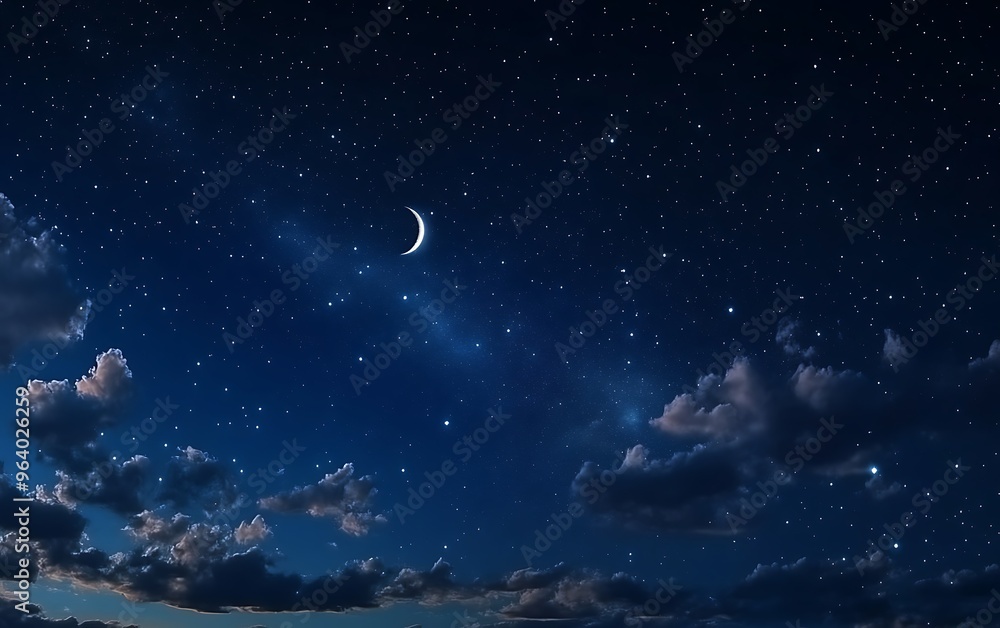 Tranquil Night Sky with Sparkling Stars and Peaceful Moon for Stress Relief Tranquil Night Sky with Sparkling Stars and Peaceful Moon for Stress Relief