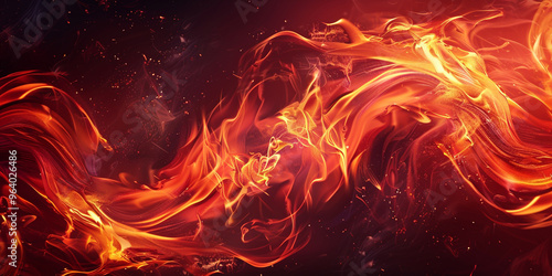 Digital Artwork of Fiery Swirling Flaming Textured Surface