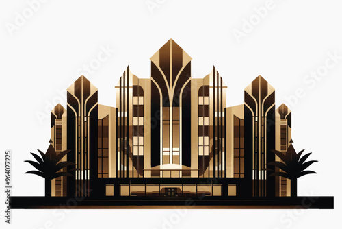 Elegant art deco building illustration