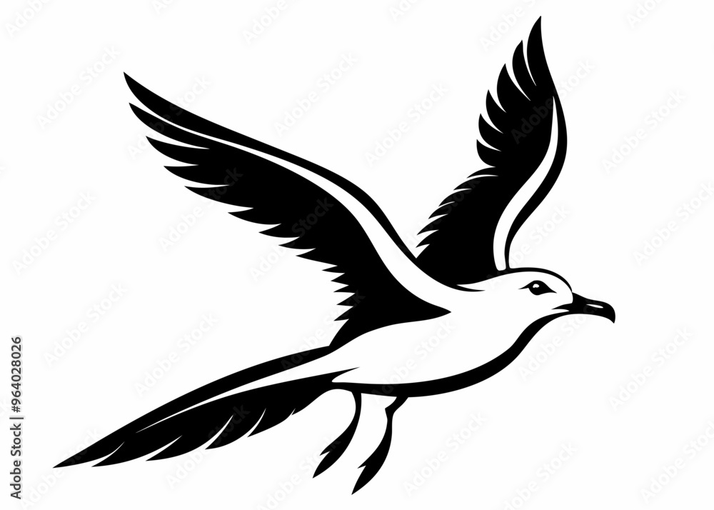 Fototapeta premium Seagull silhouette vector illustration