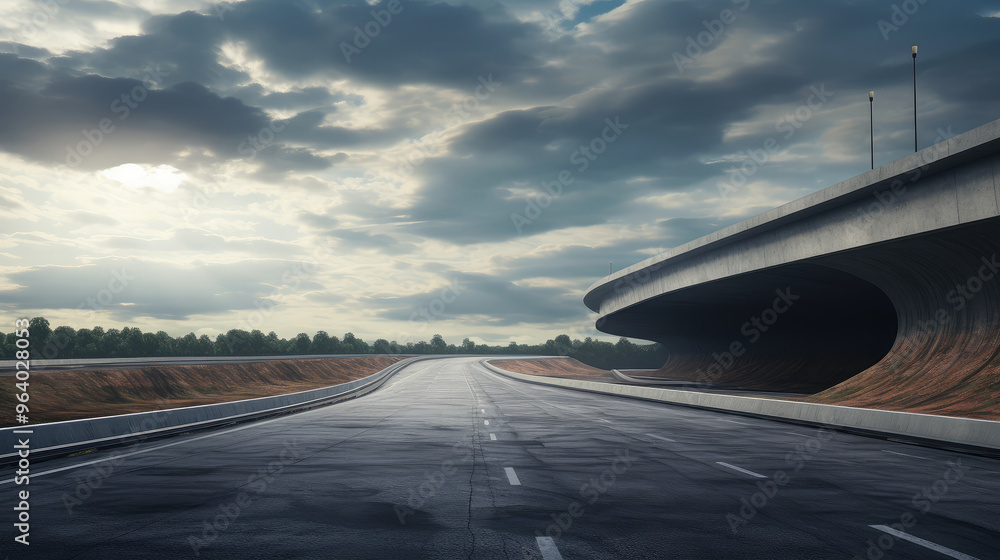 Fototapeta premium Dawn's First Light on Sleek Highway Overpass