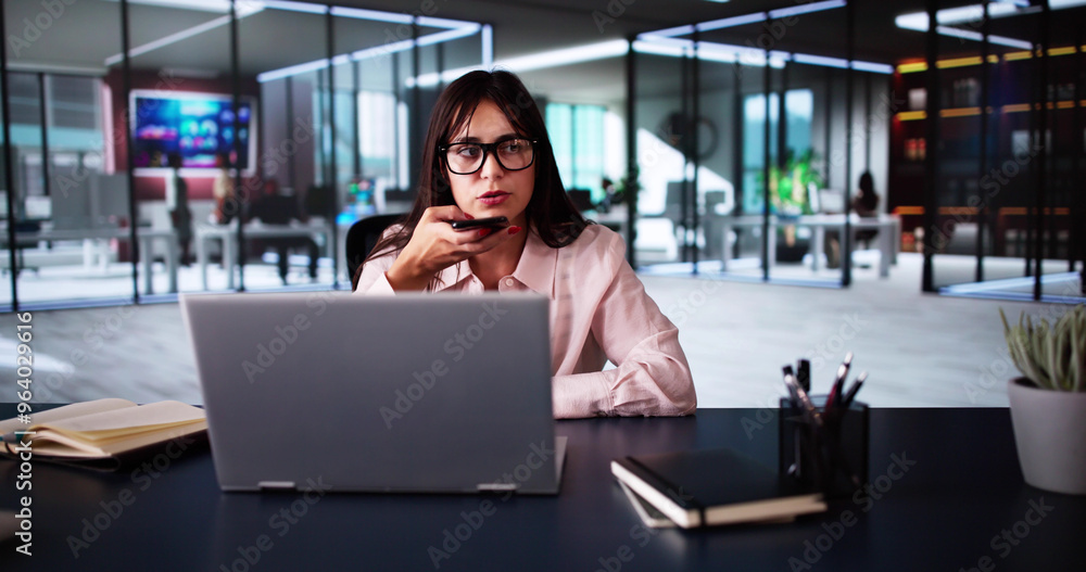 Smiling Saleswoman Making A Business Call On Smartphone Smiling Saleswoman Making A Business Call On Smartphone
