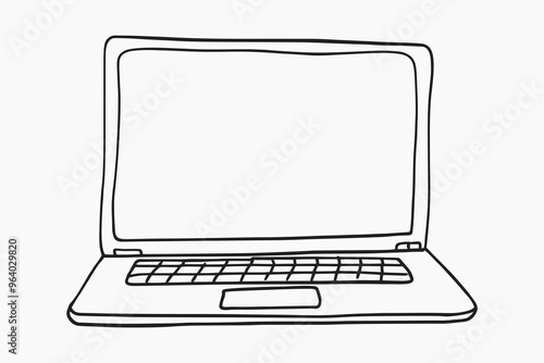 Minimalist laptop line drawing