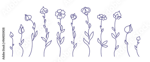 Flax line sign Minimal nature symbol Plant, flower