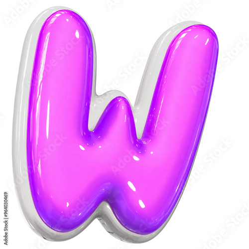 W Letter With Purple 3D Render