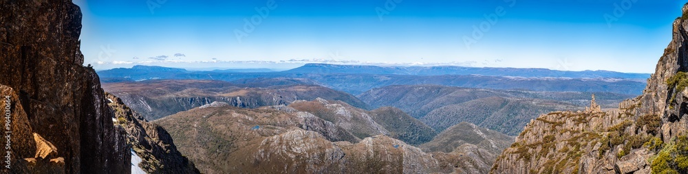 Panoramic view on the way to the peak of Cradle Mountain, Tasmania. Panoramic view on the way to the peak of Cradle Mountain, Tasmania.
