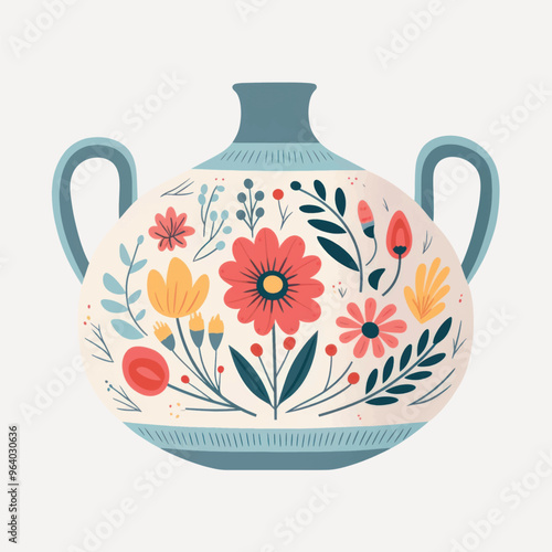 Colorful floral decorative ceramic vase