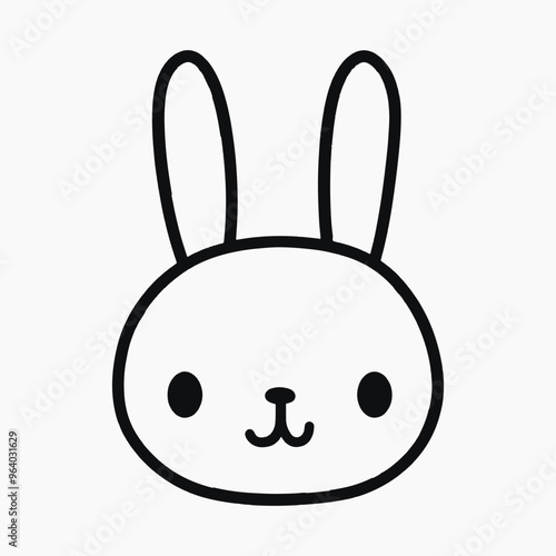 Cute minimalist bunny face illustration