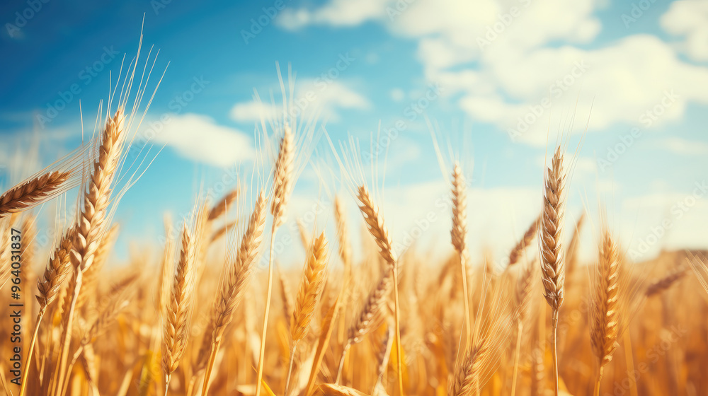 Golden Wheat Field Under Blue Sky Golden Wheat Field Under Blue Sky