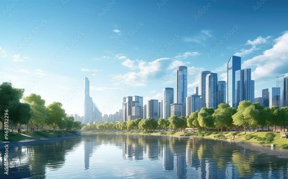 Modern Urban Waterfront Skyline Modern Urban Waterfront Skyline