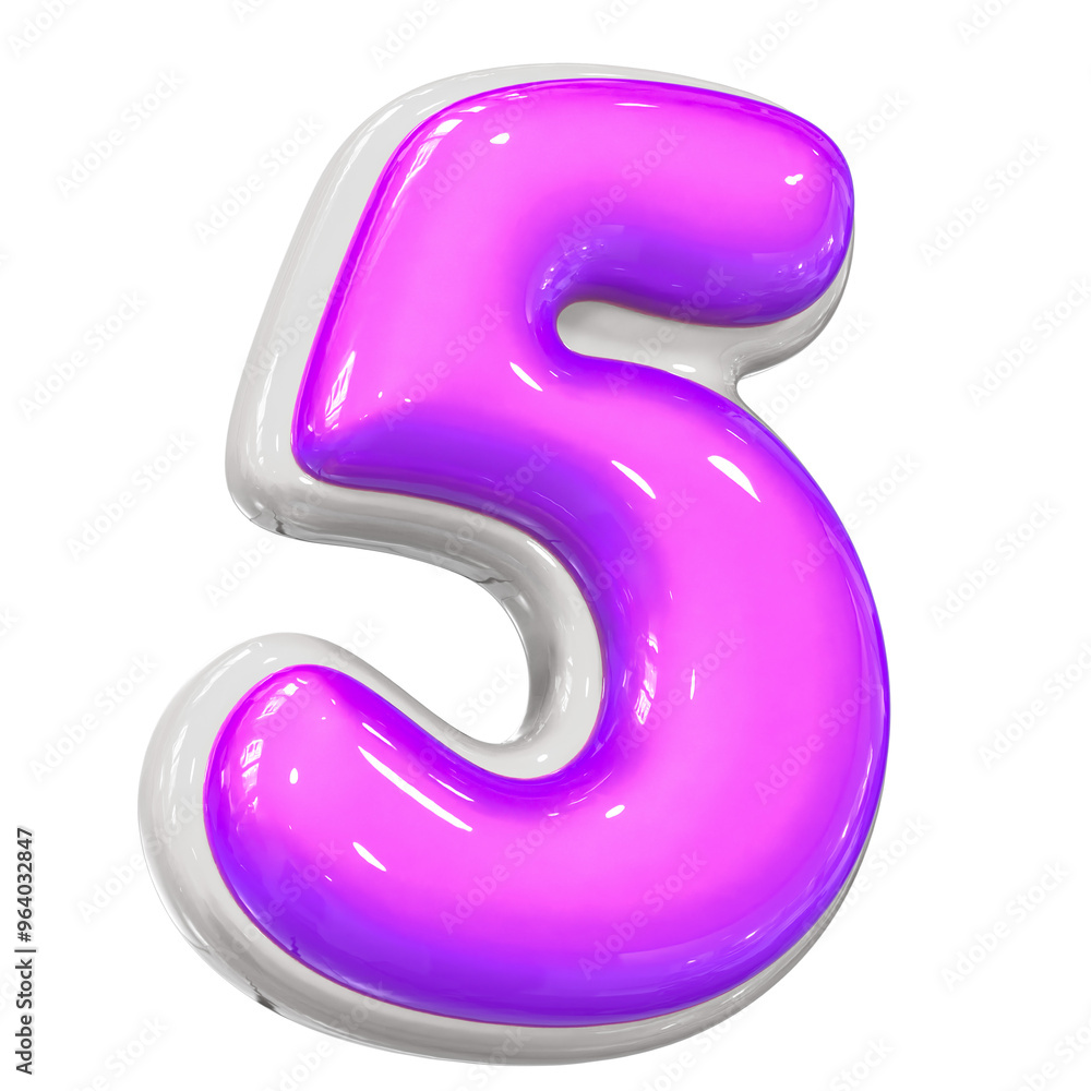 5 Number With Purple 3D Render 5 Number With Purple 3D Render