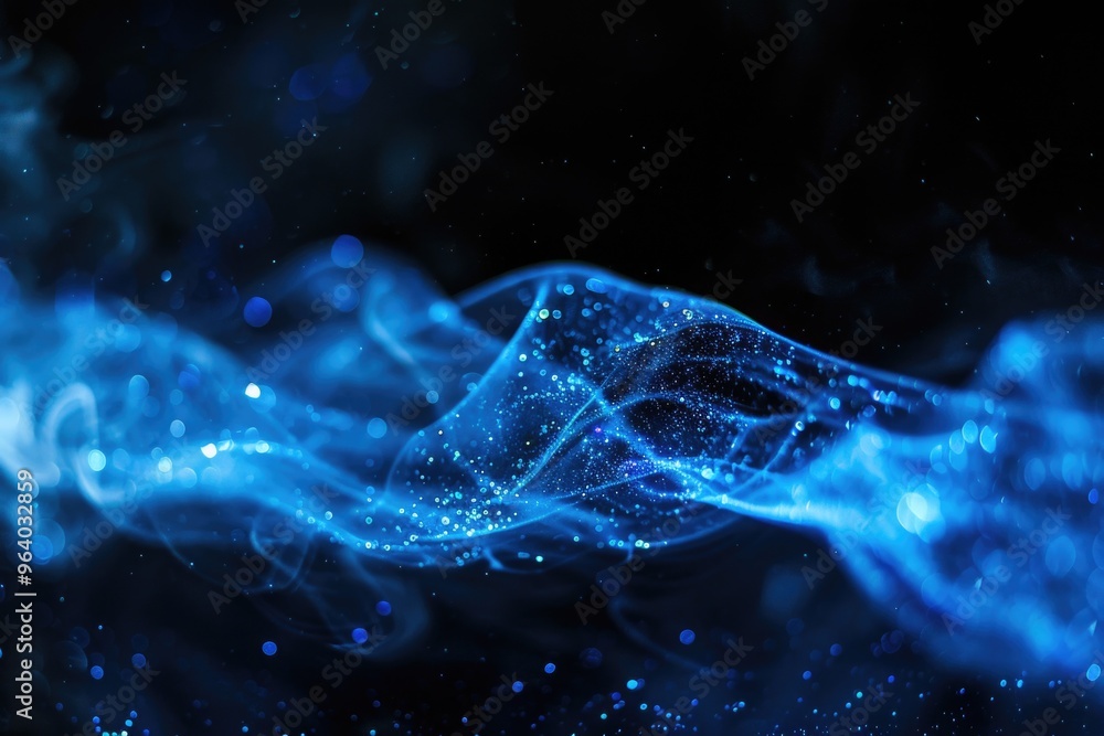 A blue wave of smoke with a lot of sparkles A blue wave of smoke with a lot of sparkles