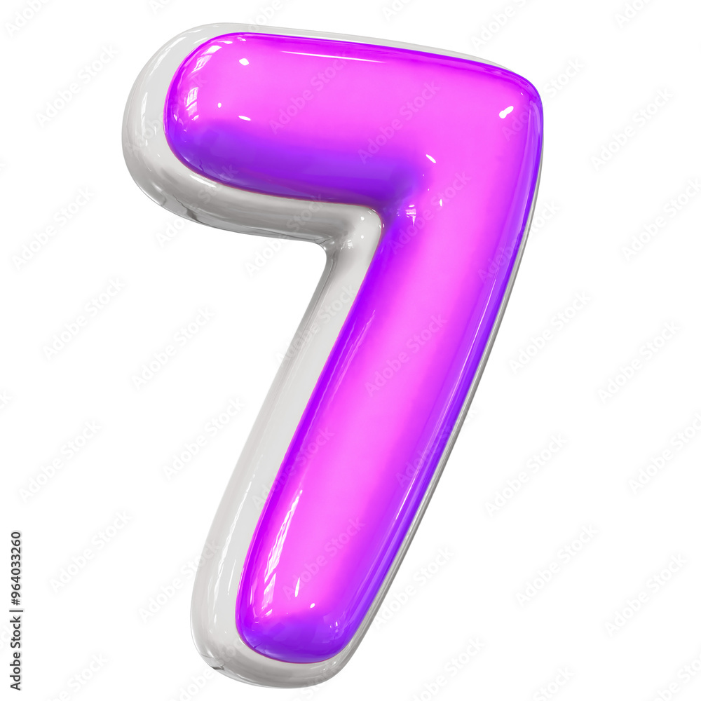 7 Number With Purple 3D Render 7 Number With Purple 3D Render