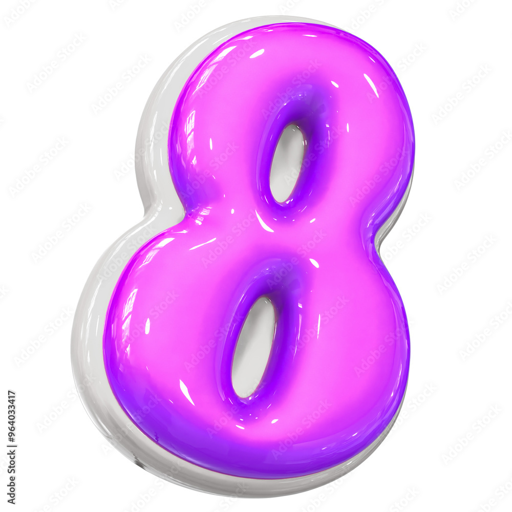 8 Number With Purple 3D Render 8 Number With Purple 3D Render